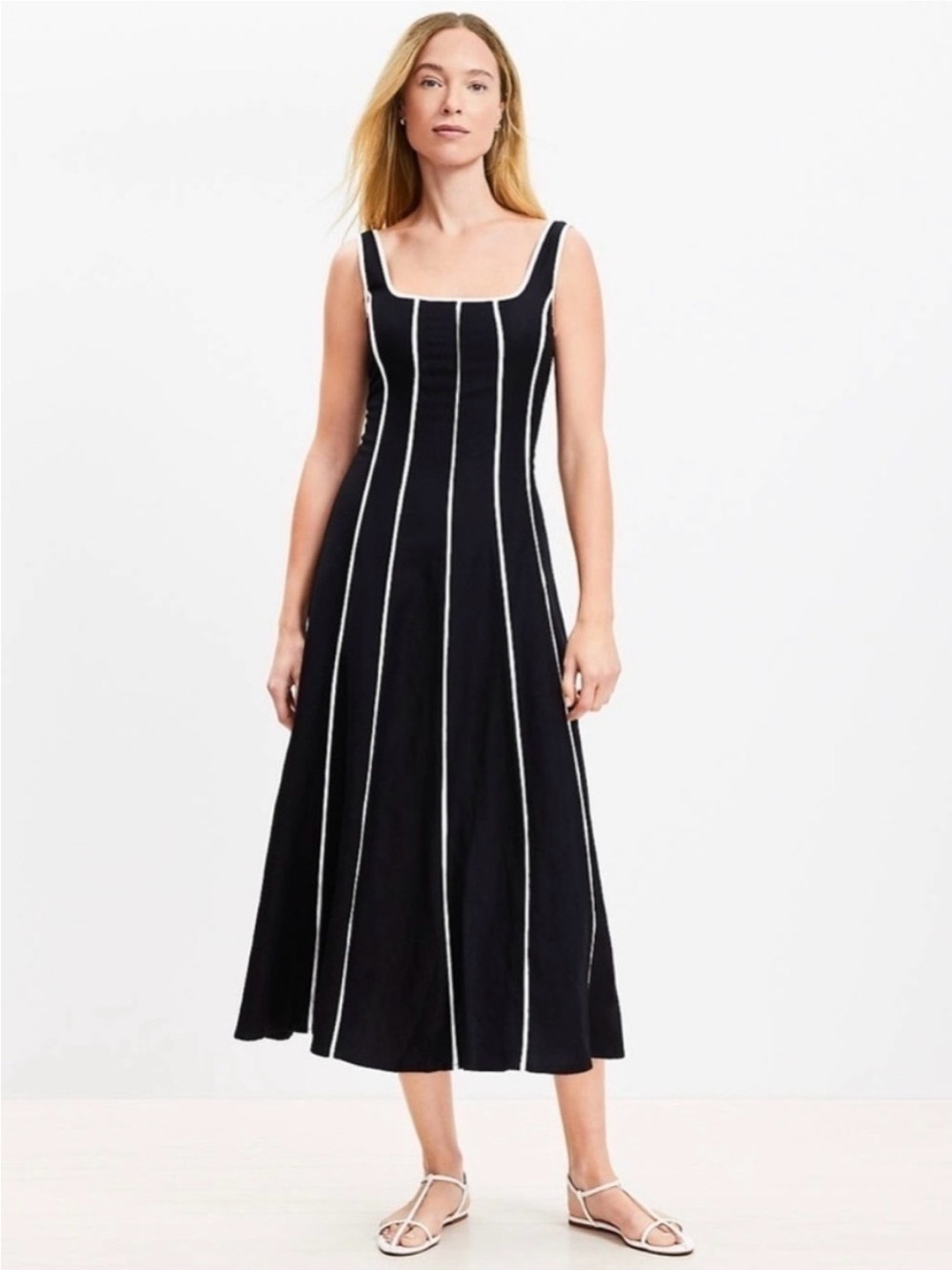 LOFT Petite Seamed Linen Blend
Midi Dress 2P NWT